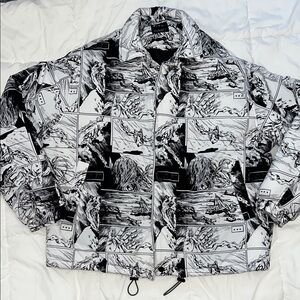 NWOT Zara Monochrome Comic Strip Graphic Puff Style Jacket
